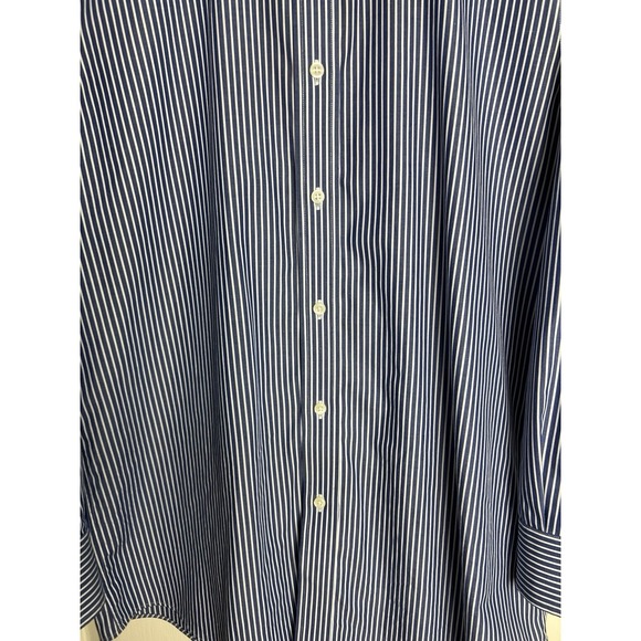 Lauren Ralph Lauren Mens Dress Shirt Size 16 1/2  32/33 Slim Fit Blue Stripe F18 - Picture 7 of 12